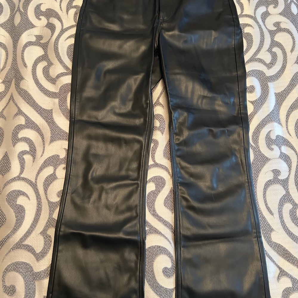 Zara Black Faux Leather Pants 4